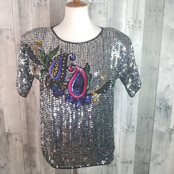 Joseph Le Bon Tops - Vintage Jean for Joseph Le Bon Silk Sequins Top